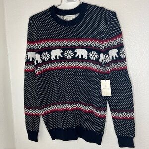 NWT Aspen Sweater Mens S Blue Birdseye Fair Isle Polar Bear Crewneck Pullover